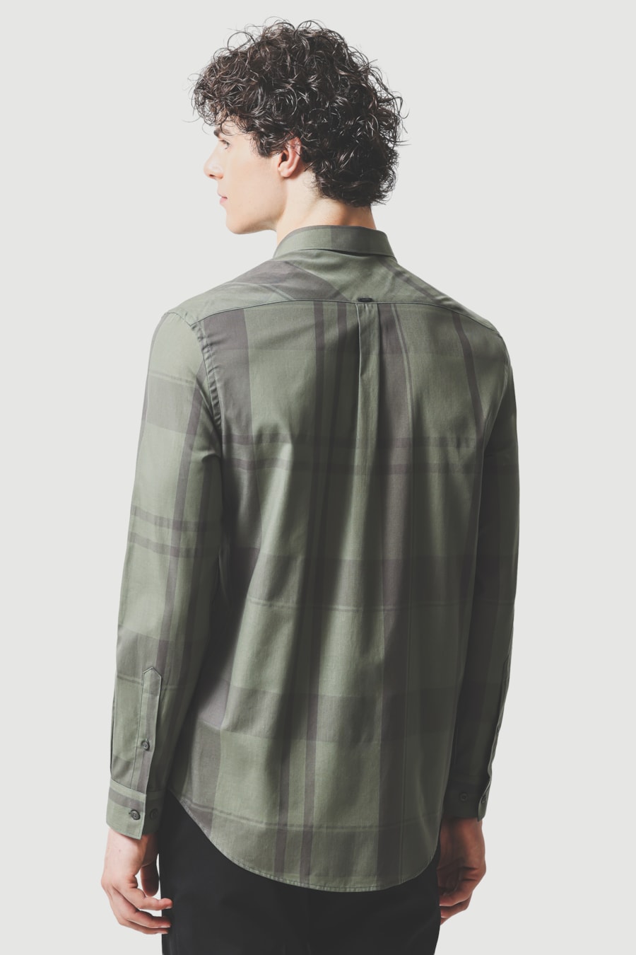 Camisa Manga Longa Regular Algodao Maxi Xadrez Verde Militar C/ Chumbo — foto 4 de 6