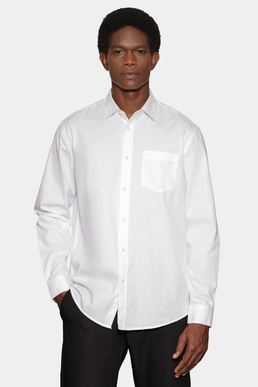Camisa Manga Longa Regular Algodão Mescla Lotte Branco — foto 1 de 6