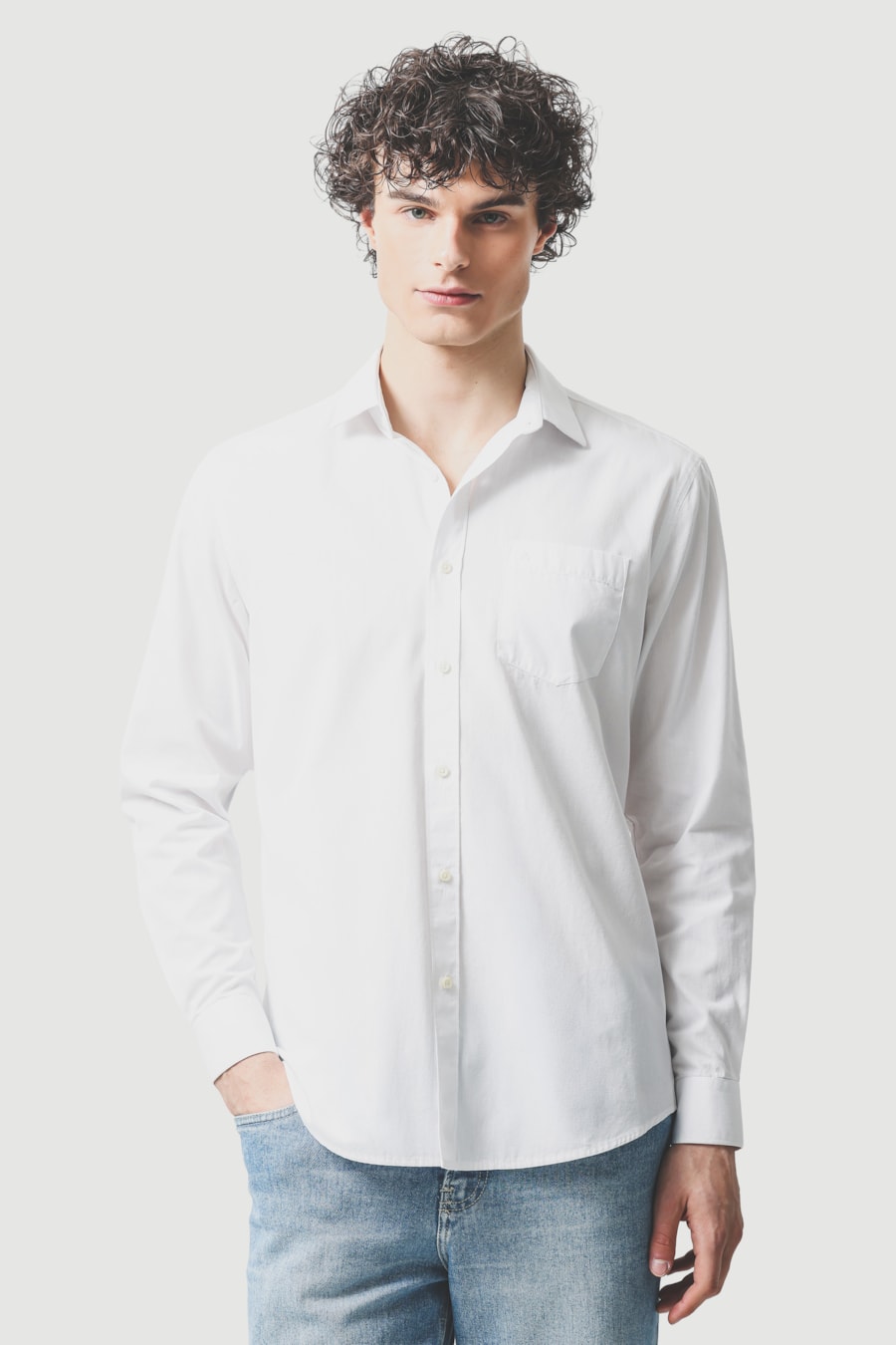 Camisa Manga Longa Regular Algodão Mescla Lotte Branco — foto 1 de 6