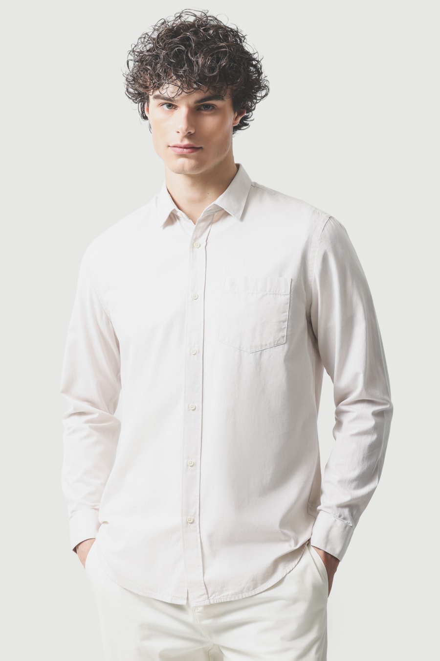 Camisa Manga Longa Regular Algodão Mescla Lotte Natural — foto 1 de 6