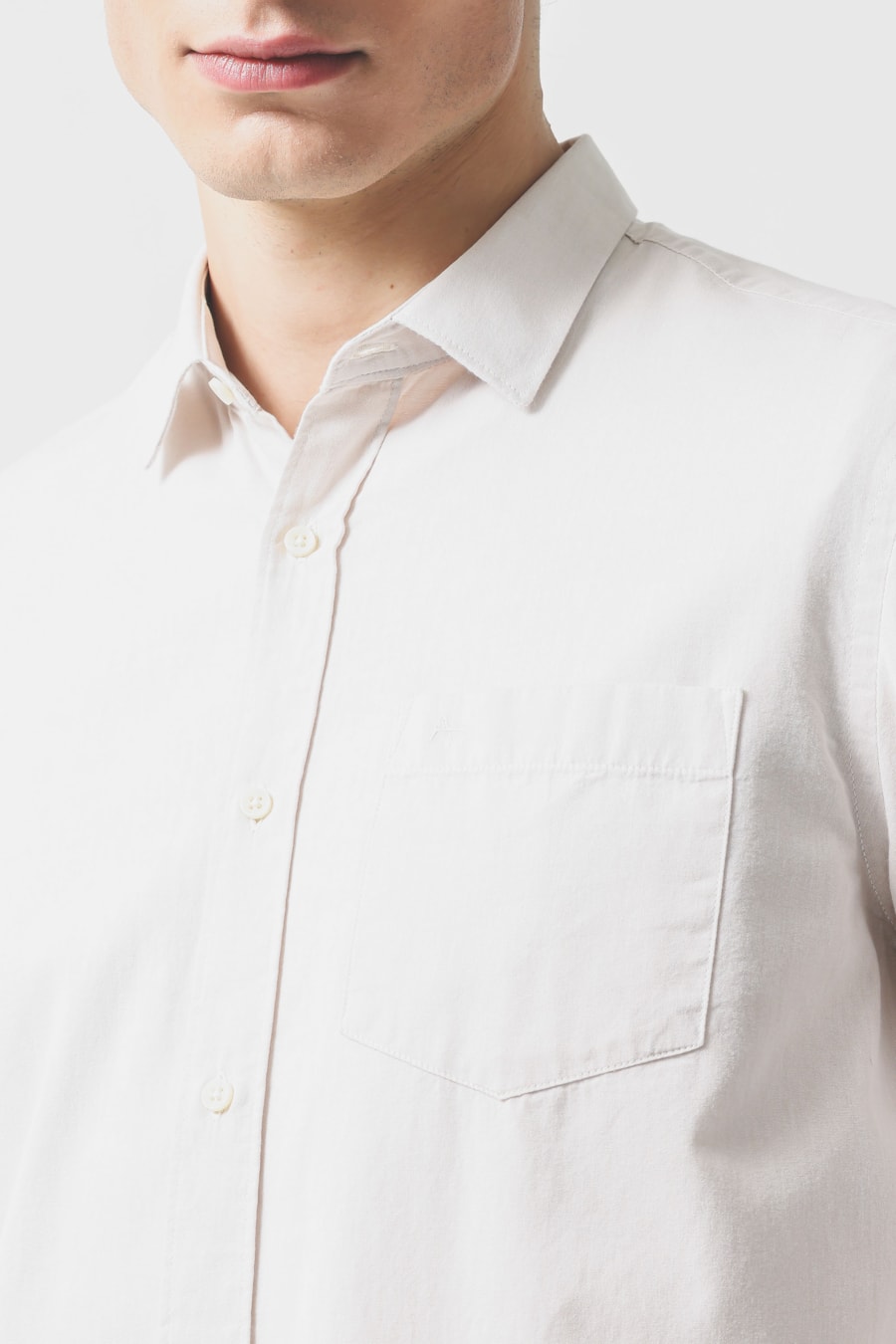 Camisa Manga Longa Regular Algodão Mescla Lotte Natural — foto 3 de 6