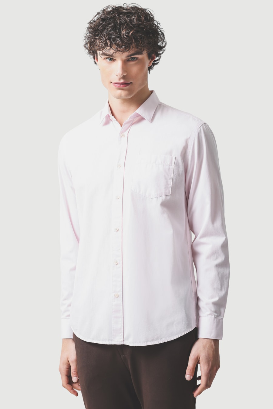 Camisa Manga Longa Regular Algodão Mescla Lotte Rosa — foto 1 de 6