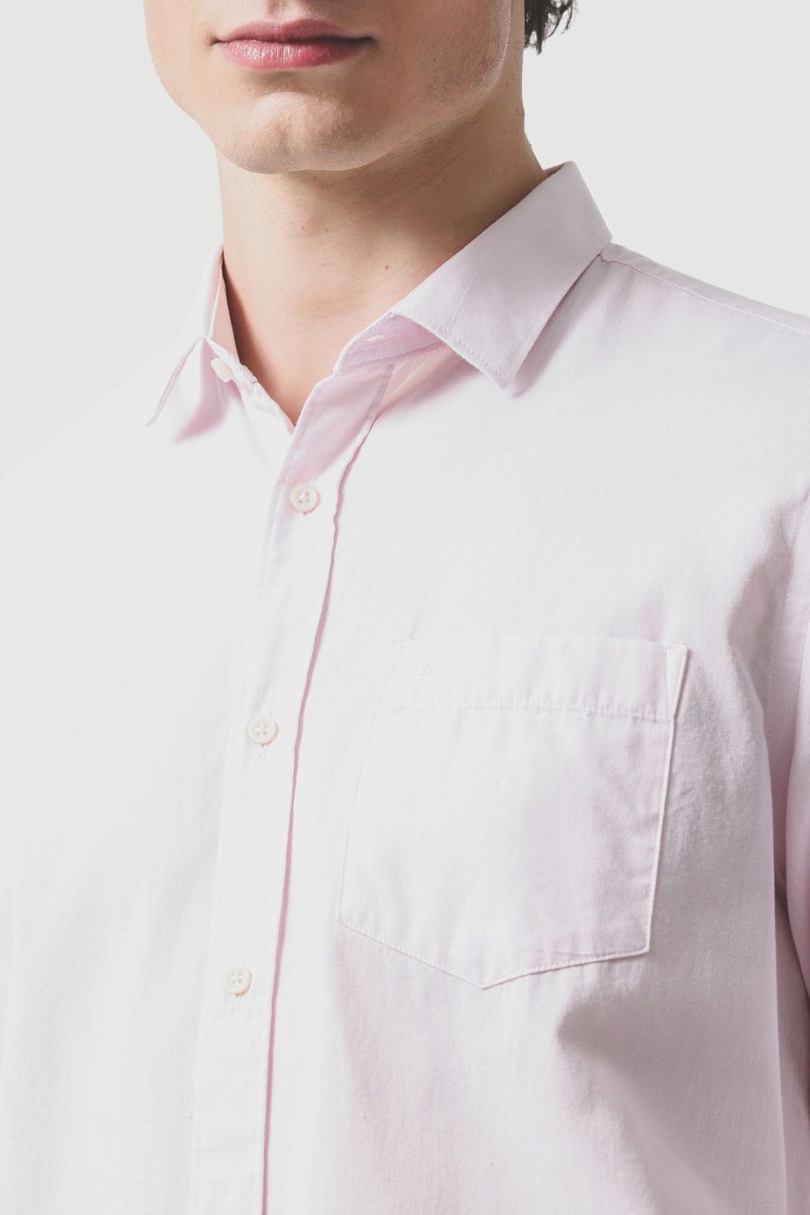 Camisa Manga Longa Regular Algodão Mescla Lotte Rosa — foto 3 de 6