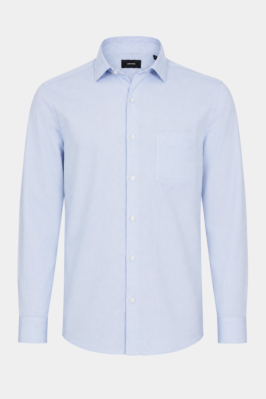 Camisa Manga Longa Regular Algodão Micro Xadrez Azul C/Branco — foto 5 de 6
