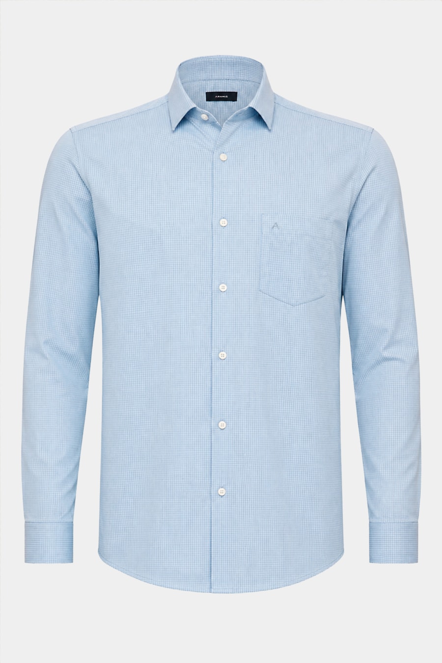 Camisa Manga Longa Regular Algodão Micro Xadrez Azul Cobalto C/ Branco — foto 5 de 6