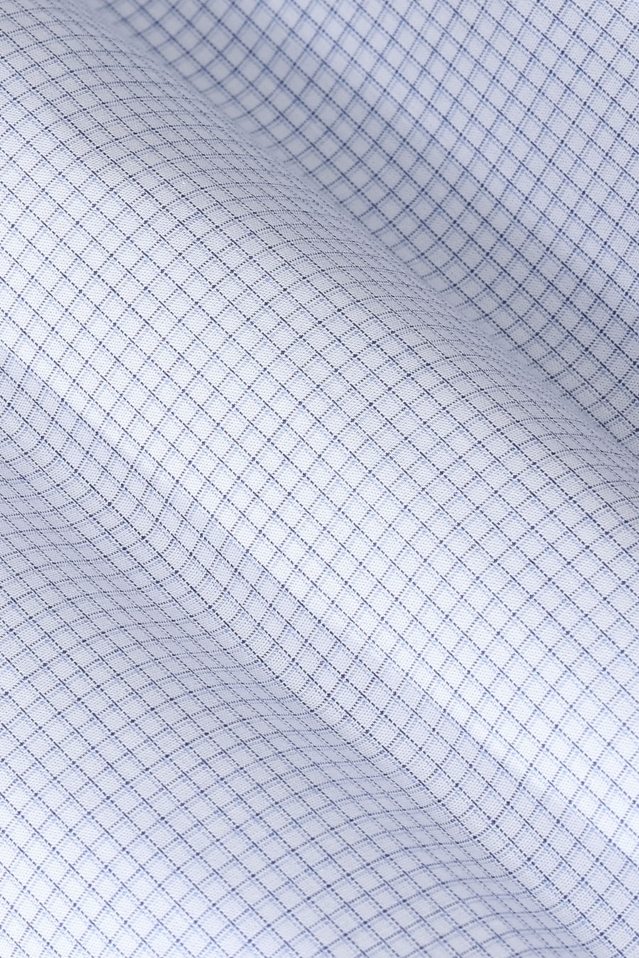 Camisa Manga Longa Regular Algodão Micro Xadrez Branco C/Azul — foto 6 de 6