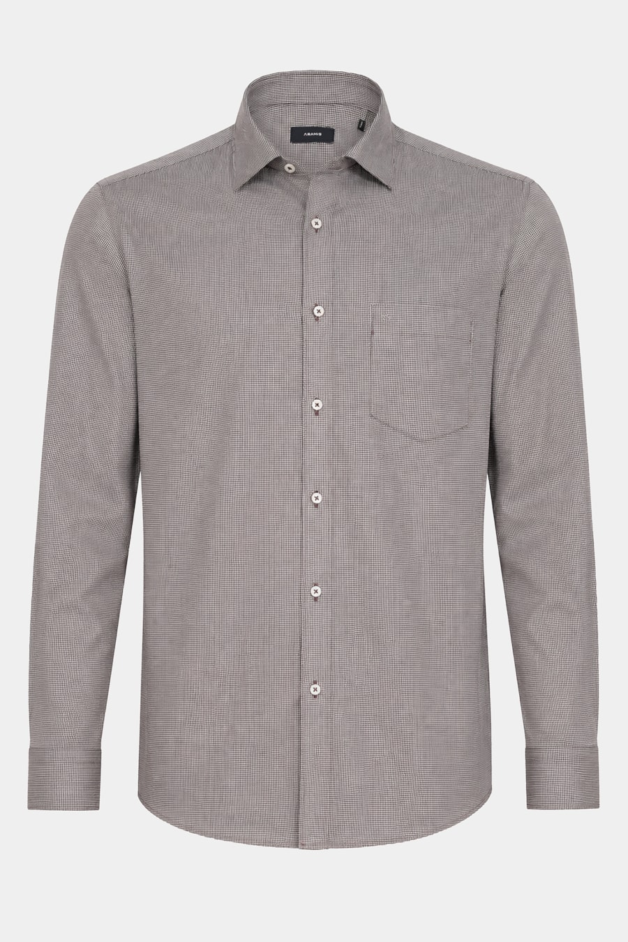 Camisa Manga Longa Regular Algodão Micro Xadrez Café C/ Branco — foto 5 de 6