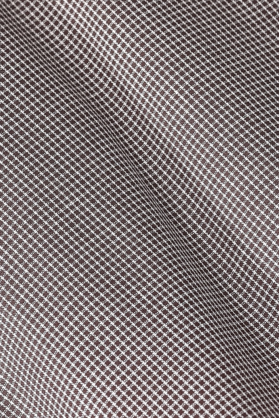 Camisa Manga Longa Regular Algodão Micro Xadrez Café C/ Branco — foto 6 de 6