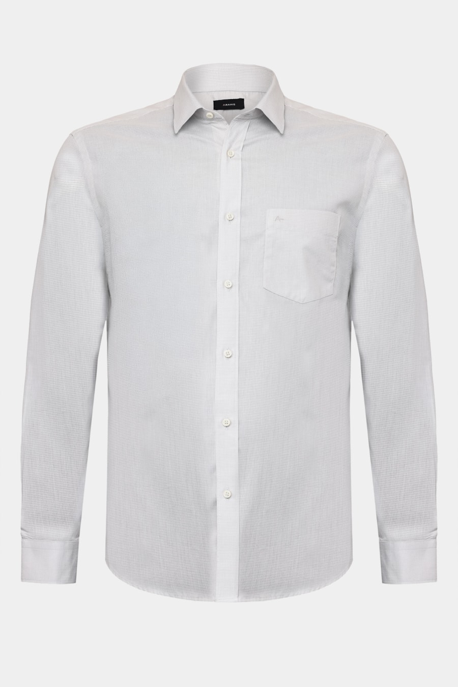 Camisa Manga Longa Regular Algodão Micro Xadrez Cinza Claro/Branco — foto 5 de 6