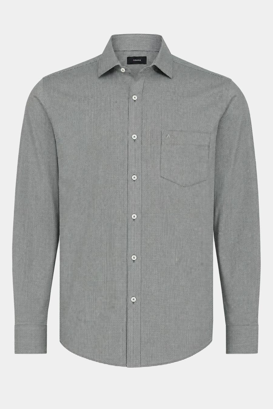 Camisa Manga Longa Regular Algodão Micro Xadrez Verde Escuro C/ Branco — foto 5 de 6