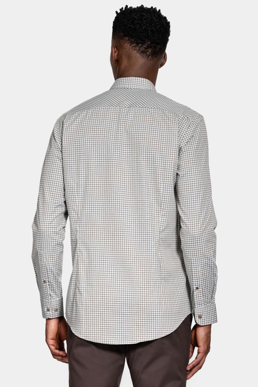 Camisa Manga Longa Regular Algodão Mini Xadrez Verde/Cafe — foto 4 de 7