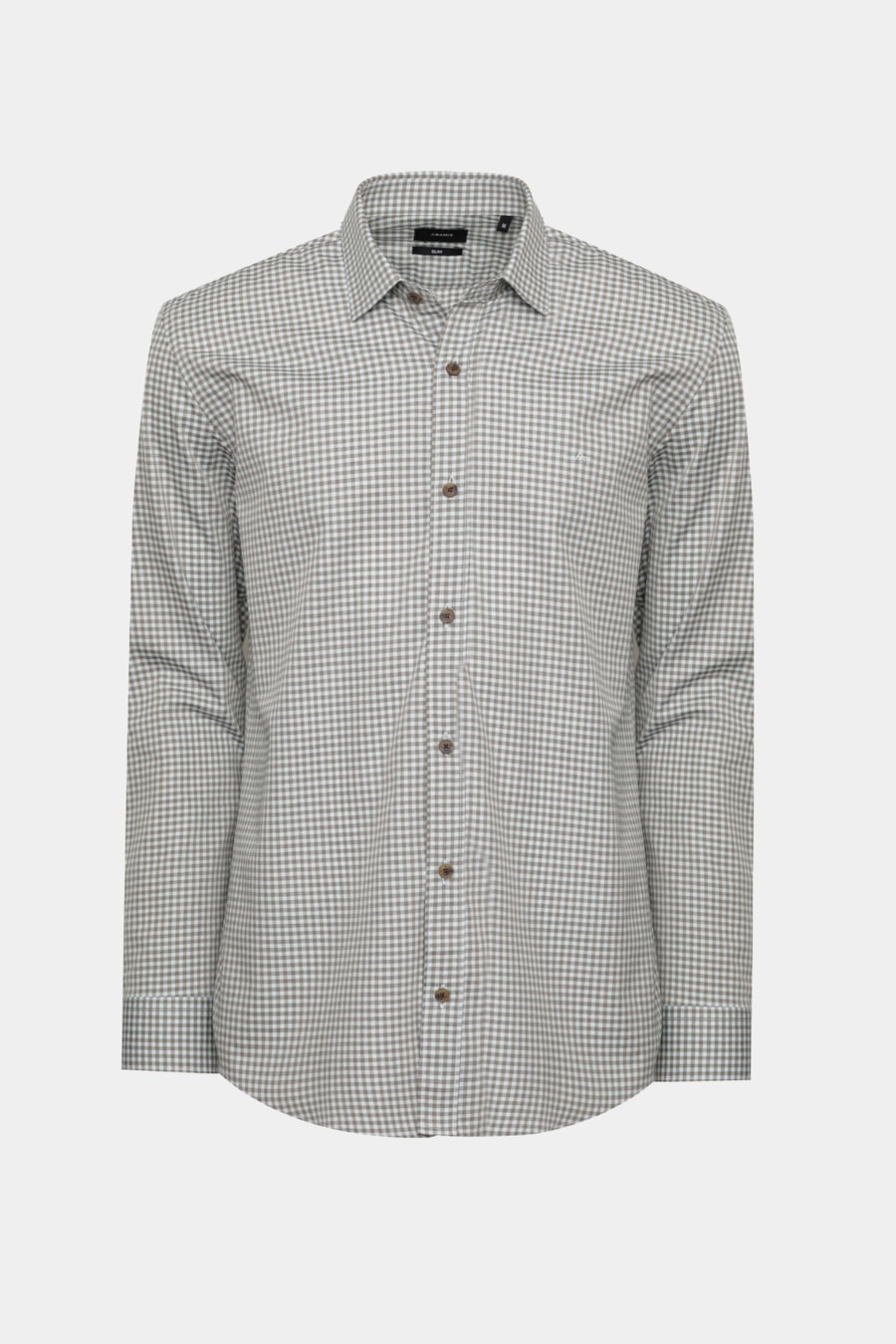 Camisa Manga Longa Regular Algodão Mini Xadrez Verde/Cafe — foto 6 de 7