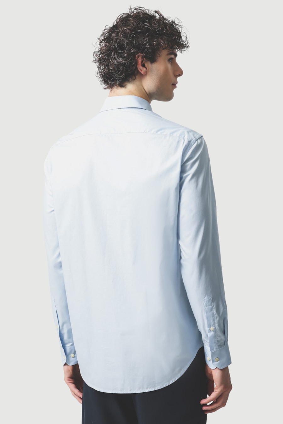 Camisa Manga Longa Regular Algodão Pima Liso Azul Celeste — foto 4 de 6
