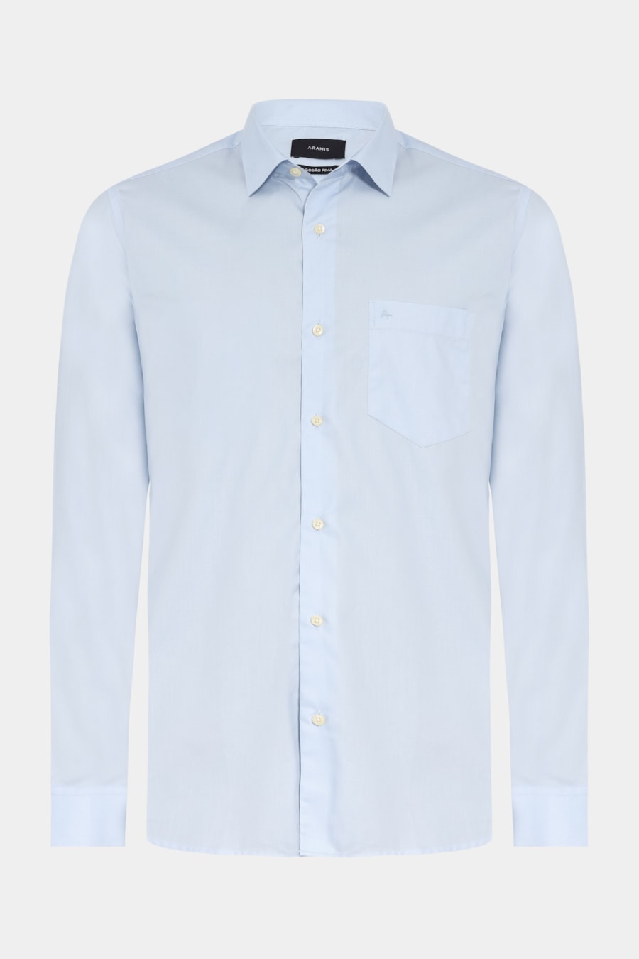 Camisa Manga Longa Regular Algodão Pima Liso Azul Celeste — foto 5 de 6
