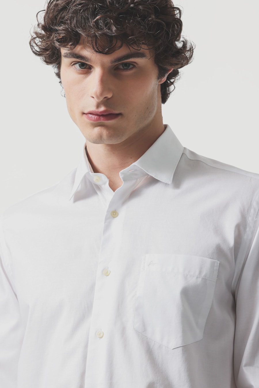 Camisa Manga Longa Regular Algodão Pima Liso Branco — foto 3 de 6