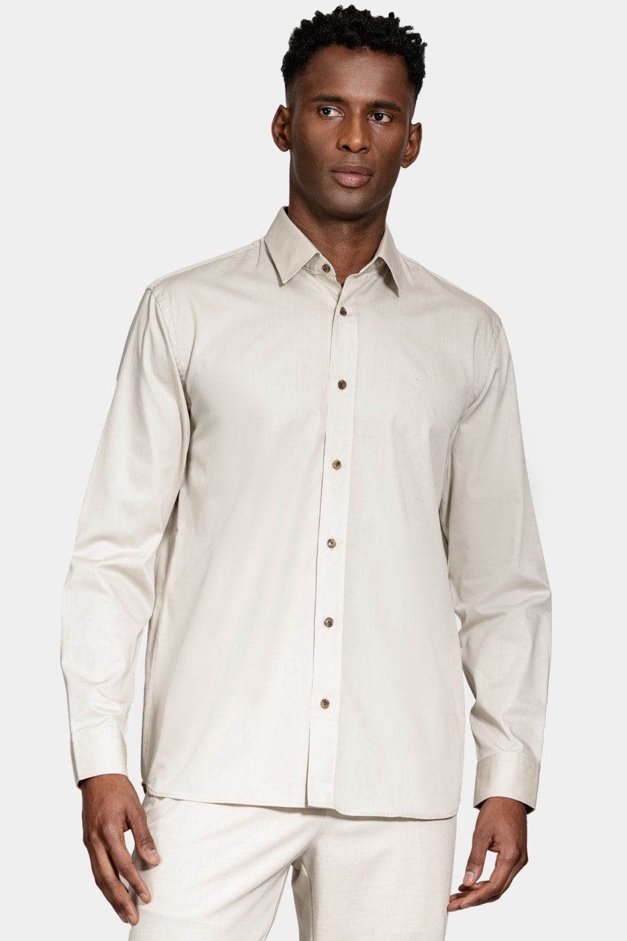 Camisa Manga Longa Regular Algodão Sarja Empire Areia — foto 1 de 7