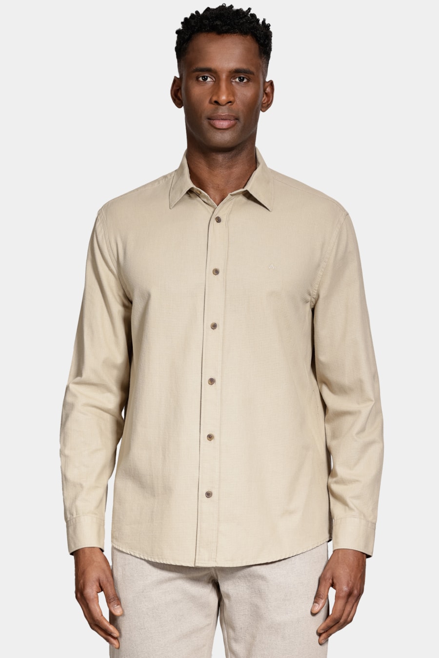 Camisa Manga Longa Regular Algodâo Textura Areia — foto 1 de 6