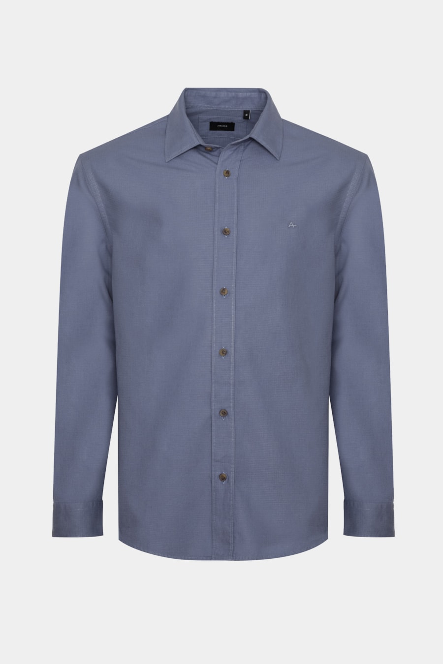 Camisa Manga Longa Regular Algodâo Textura Azul Jeans — foto 5 de 6