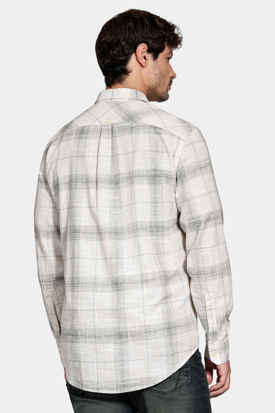 Camisa Manga Longa Regular Algodão Xadrez Caqui C/ Musgo — foto 4 de 5