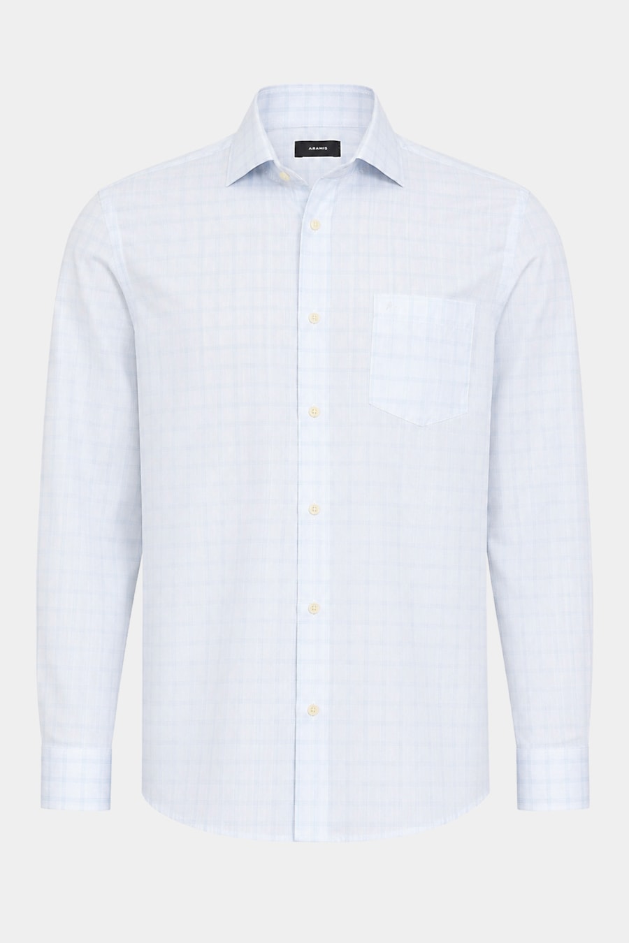 Camisa Manga Longa Regular Algodão Xadrez Filetes Branco C/Azul Claro — foto 5 de 6