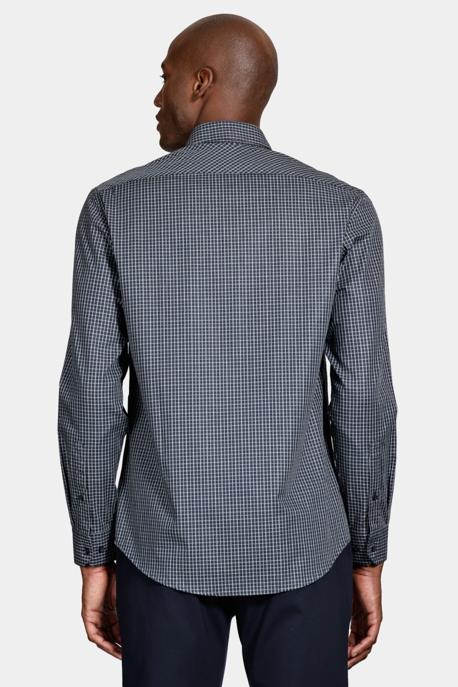 Camisa Manga Longa Regular Algodão Xadrez Marinho C/ Verde — foto 4 de 6