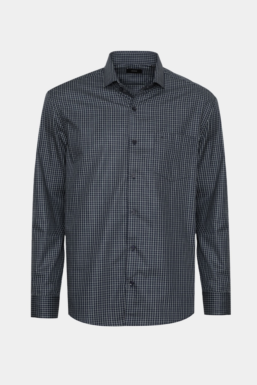 Camisa Manga Longa Regular Algodão Xadrez Marinho C/ Verde — foto 5 de 6