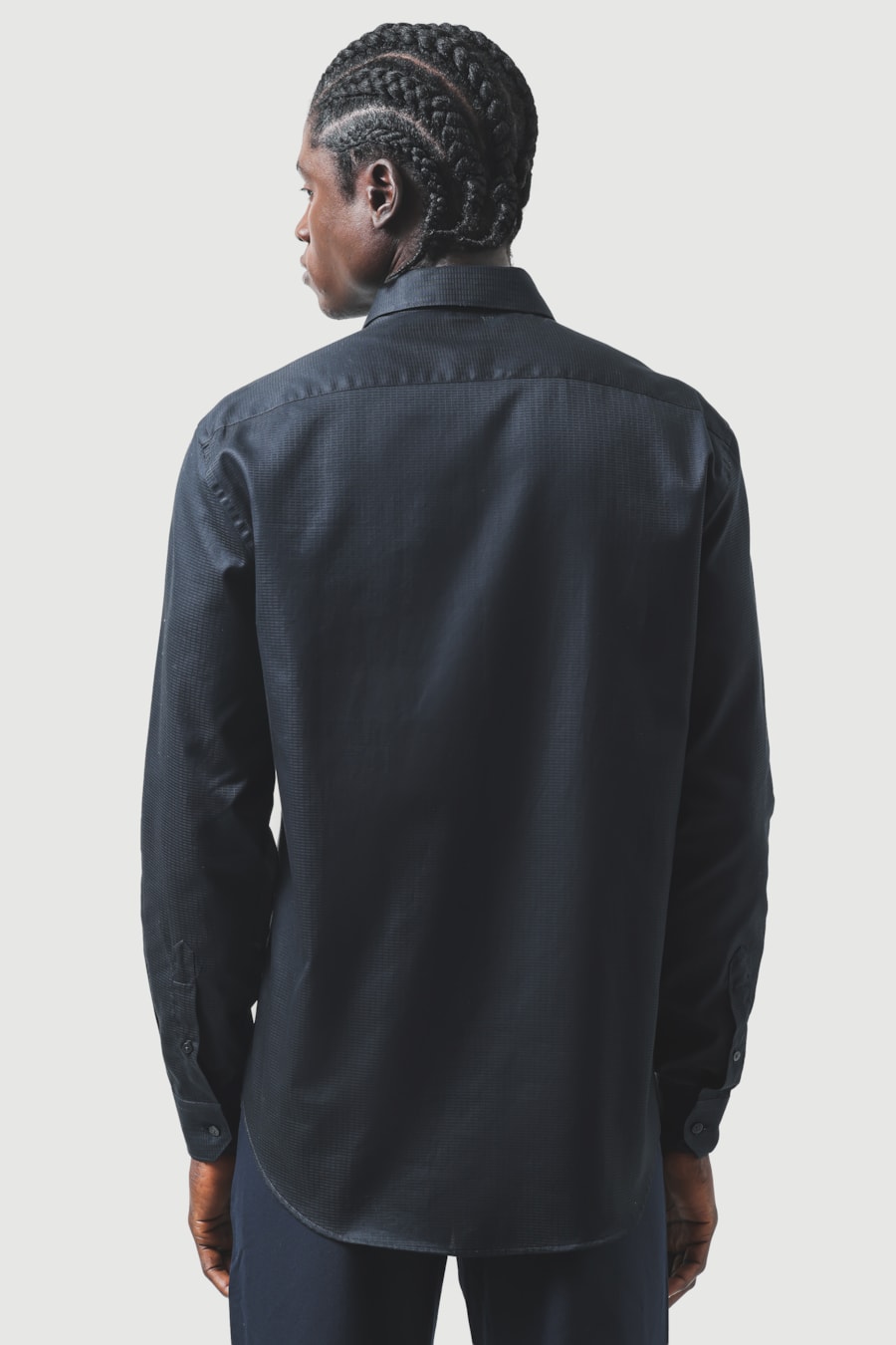 Camisa Manga Longa Regular Block Fio 100/2 Marinho — foto 4 de 6