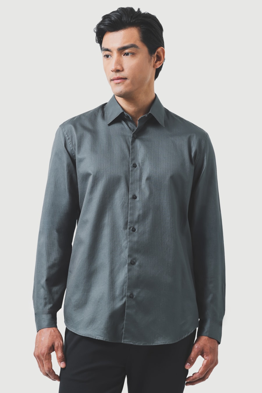 Camisa Manga Longa Regular Block Fio 100/2 Verde Escuro — foto 1 de 6