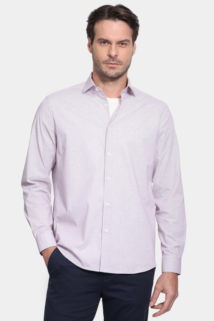 Camisa Manga Longa Regular Cosmo Micro Xadrez Vinho