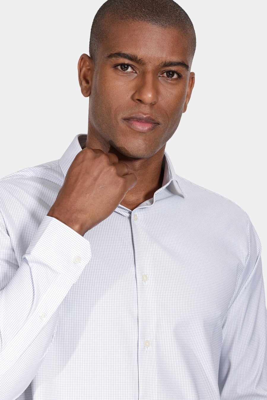 Camisa Manga Longa Regular Cosmo Tech Flex Micro Xadrez Branco Com Verde — foto 3 de 6