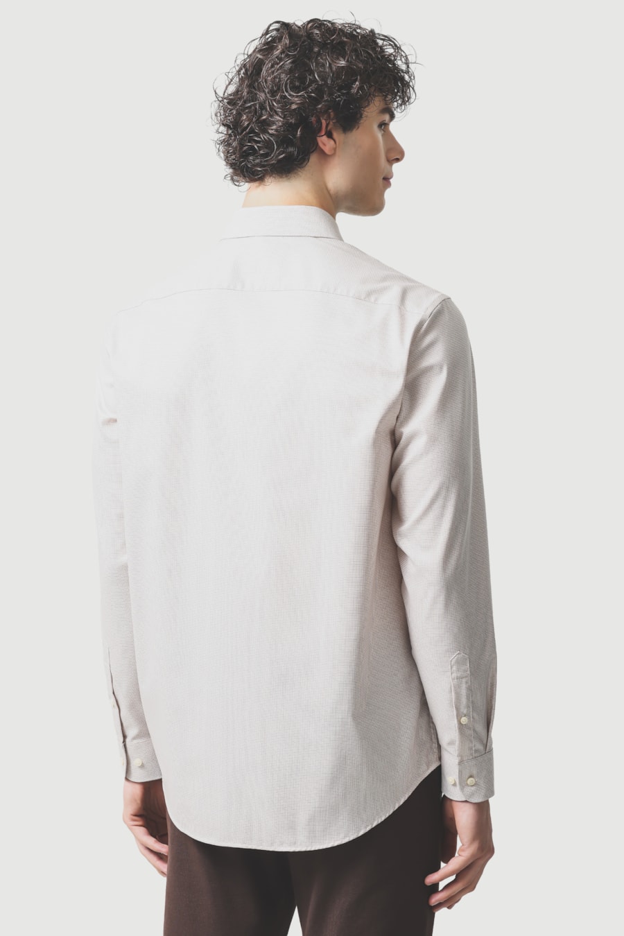 Camisa Manga Longa Regular Dobby Wrinkle Free Areia — foto 4 de 6