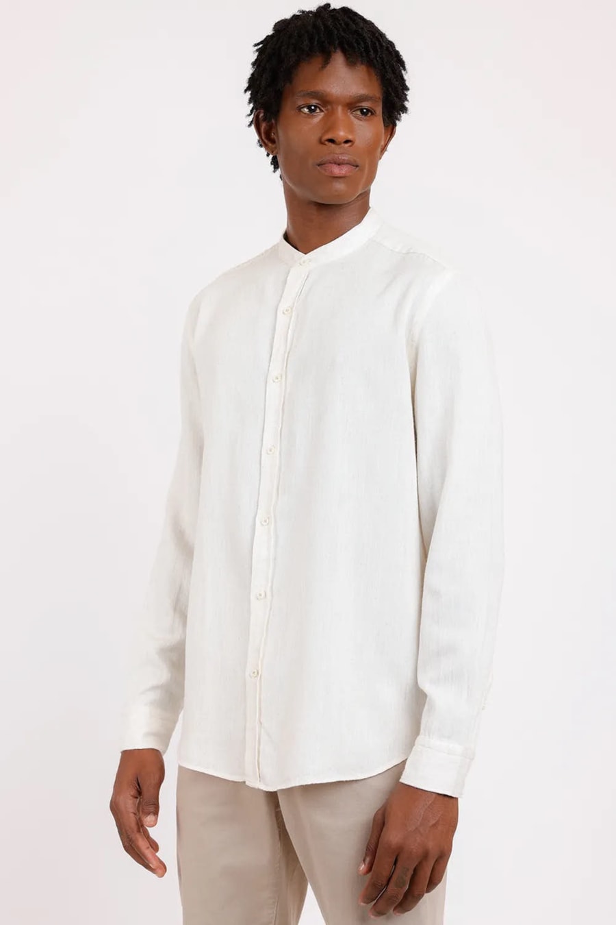 Camisa Manga Longa Regular em Algodão Misto Natural — foto 1 de 5