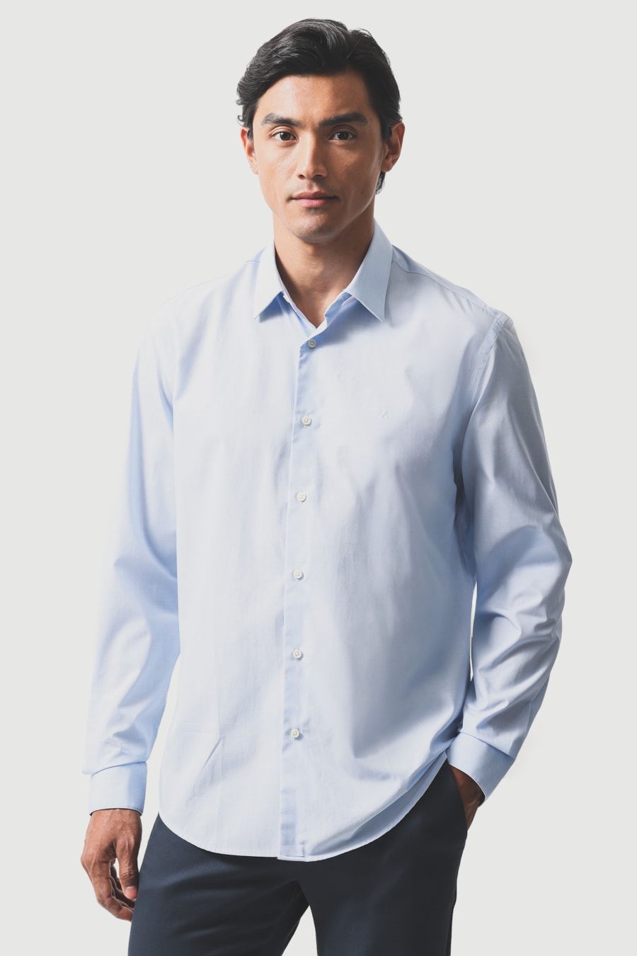 Camisa Manga Longa Regular Fil 50 Egipcio Barolo Azul Claro — foto 1 de 6