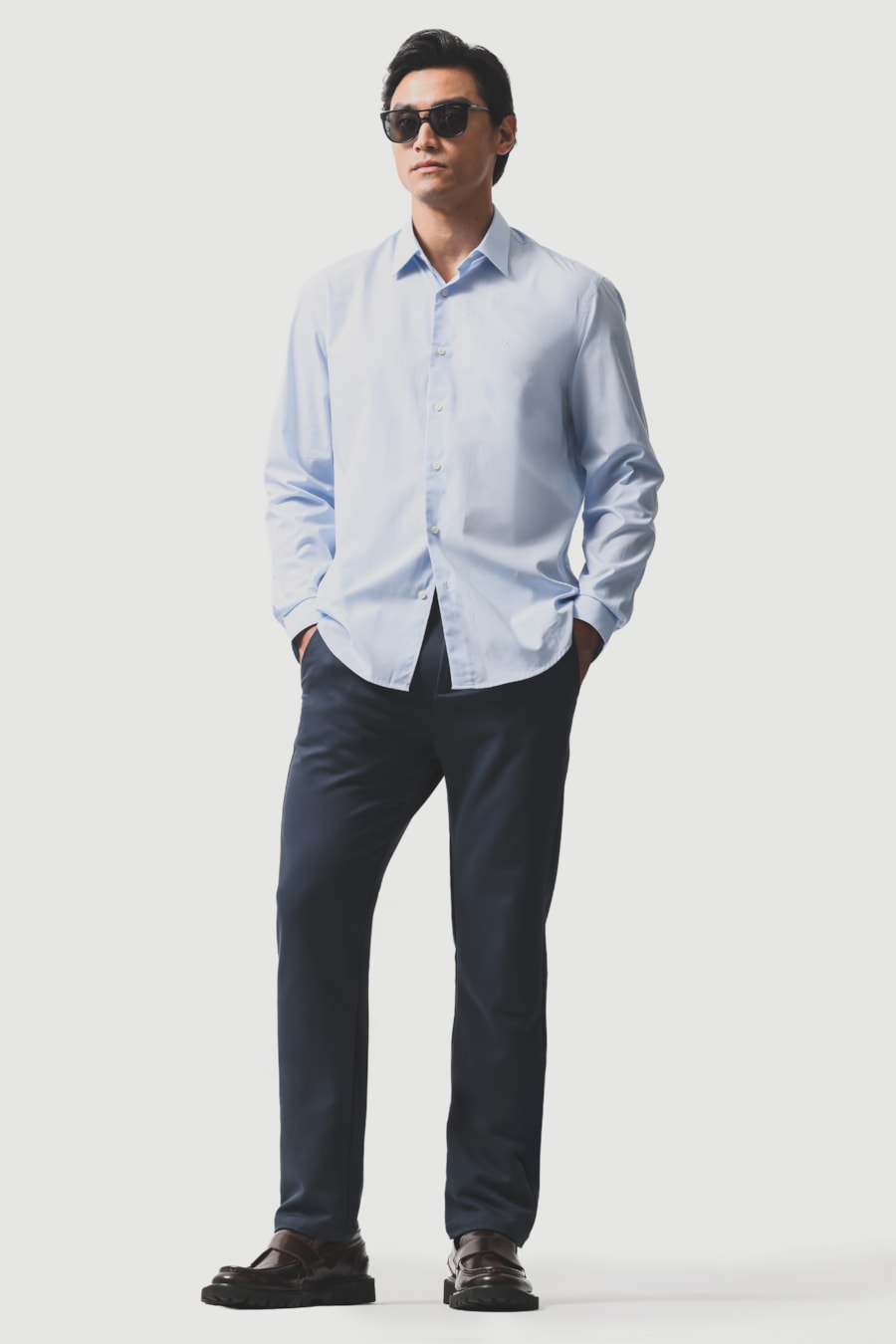 Camisa Manga Longa Regular Fil 50 Egipcio Barolo Azul Claro — foto 2 de 6
