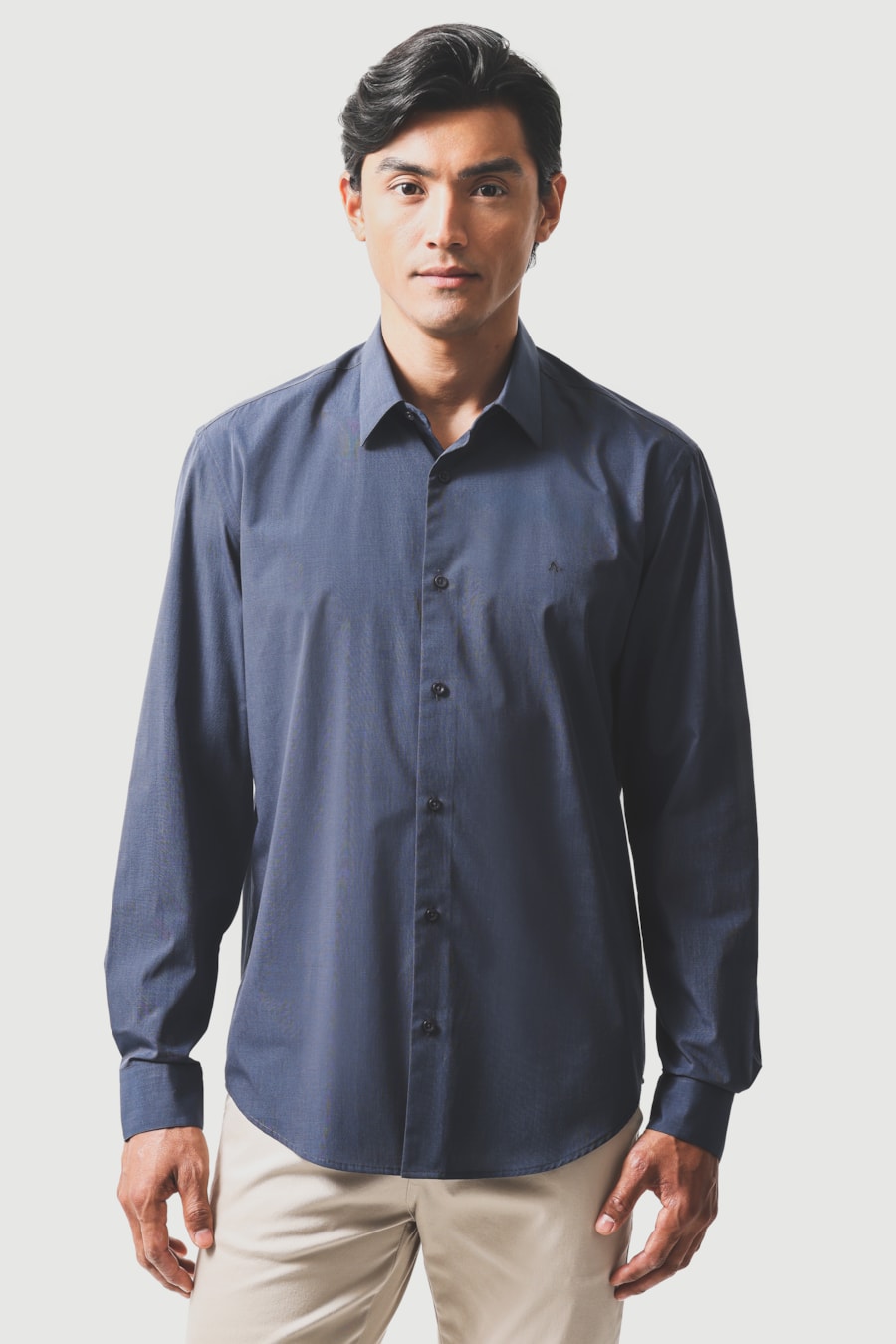 Camisa Manga Longa Regular Fil 50 Egipcio Barolo Azul Forte — foto 1 de 10