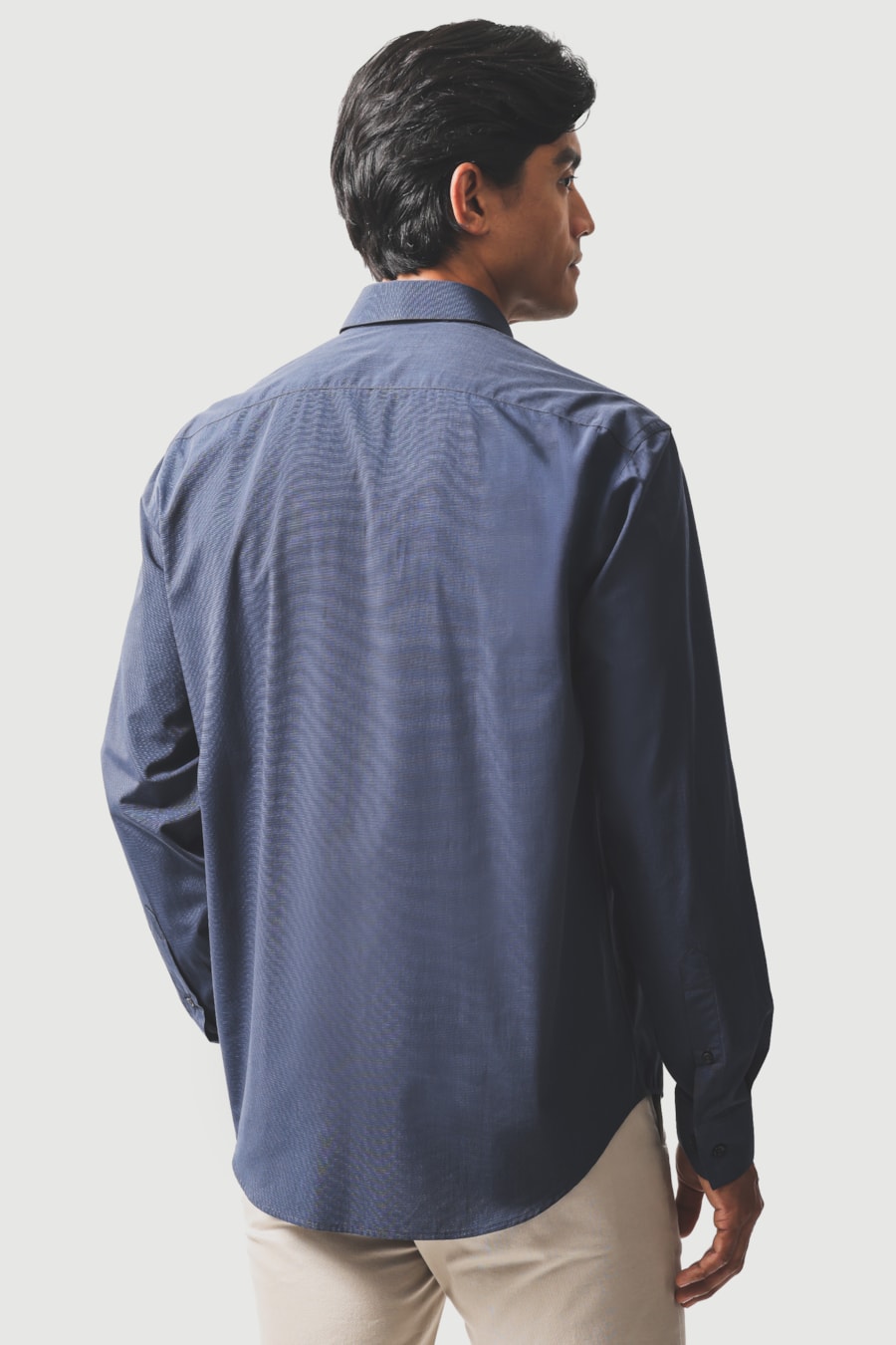 Camisa Manga Longa Regular Fil 50 Egipcio Barolo Azul Forte — foto 8 de 10