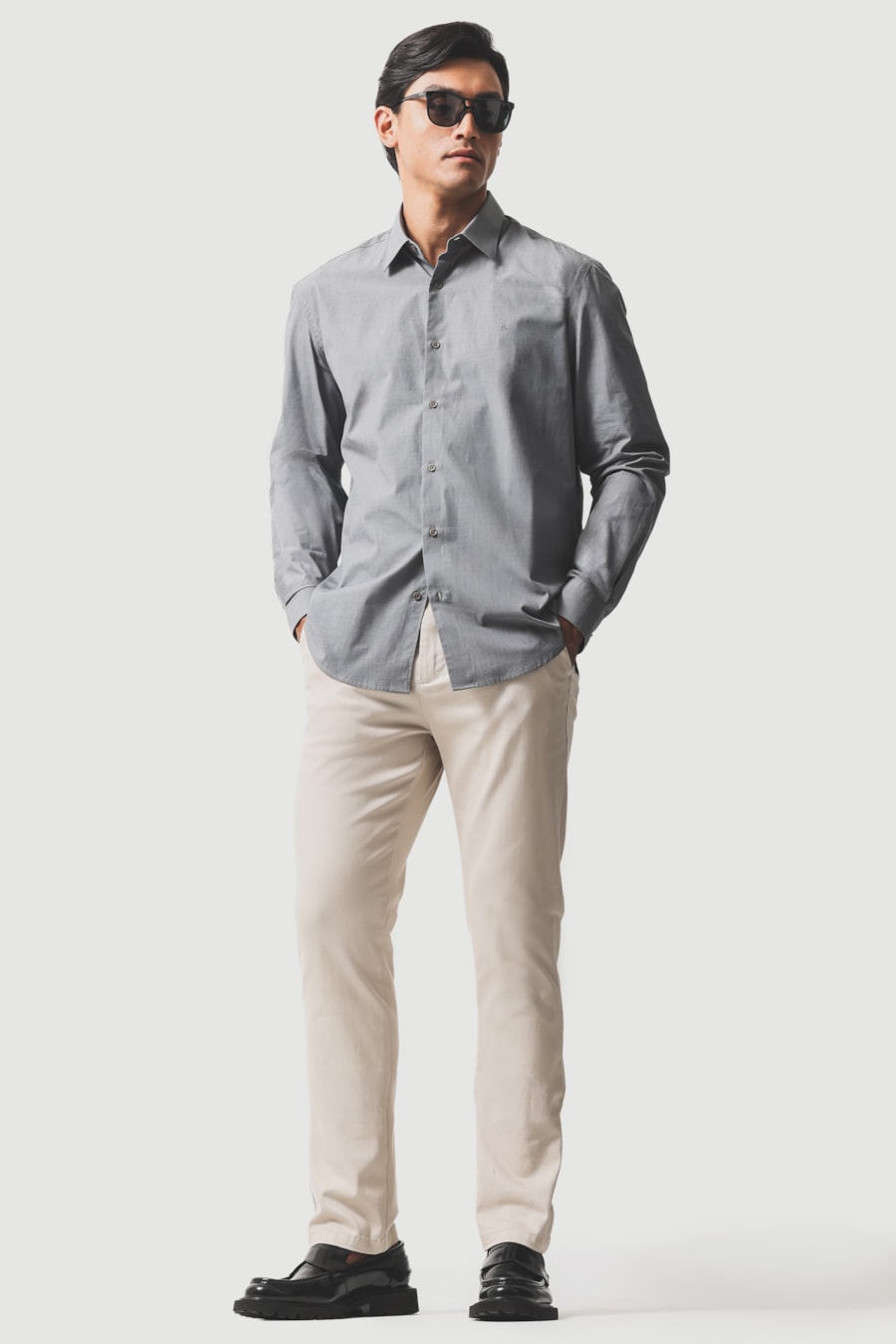 Camisa Manga Longa Regular Fil 50 Egipcio Barolo Cinza Medio — foto 3 de 10