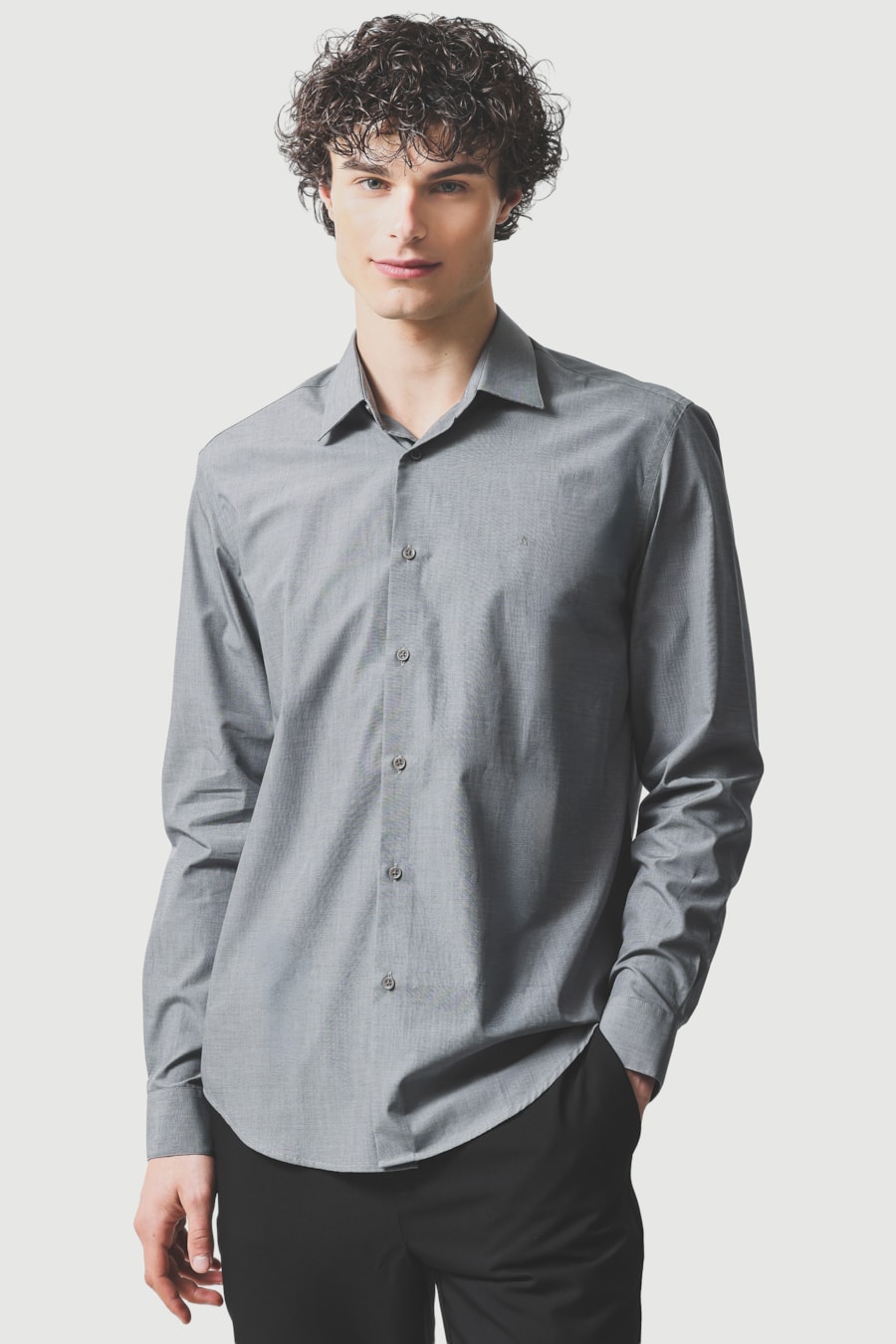 Camisa Manga Longa Regular Fil 50 Egipcio Barolo Cinza Medio — foto 2 de 10
