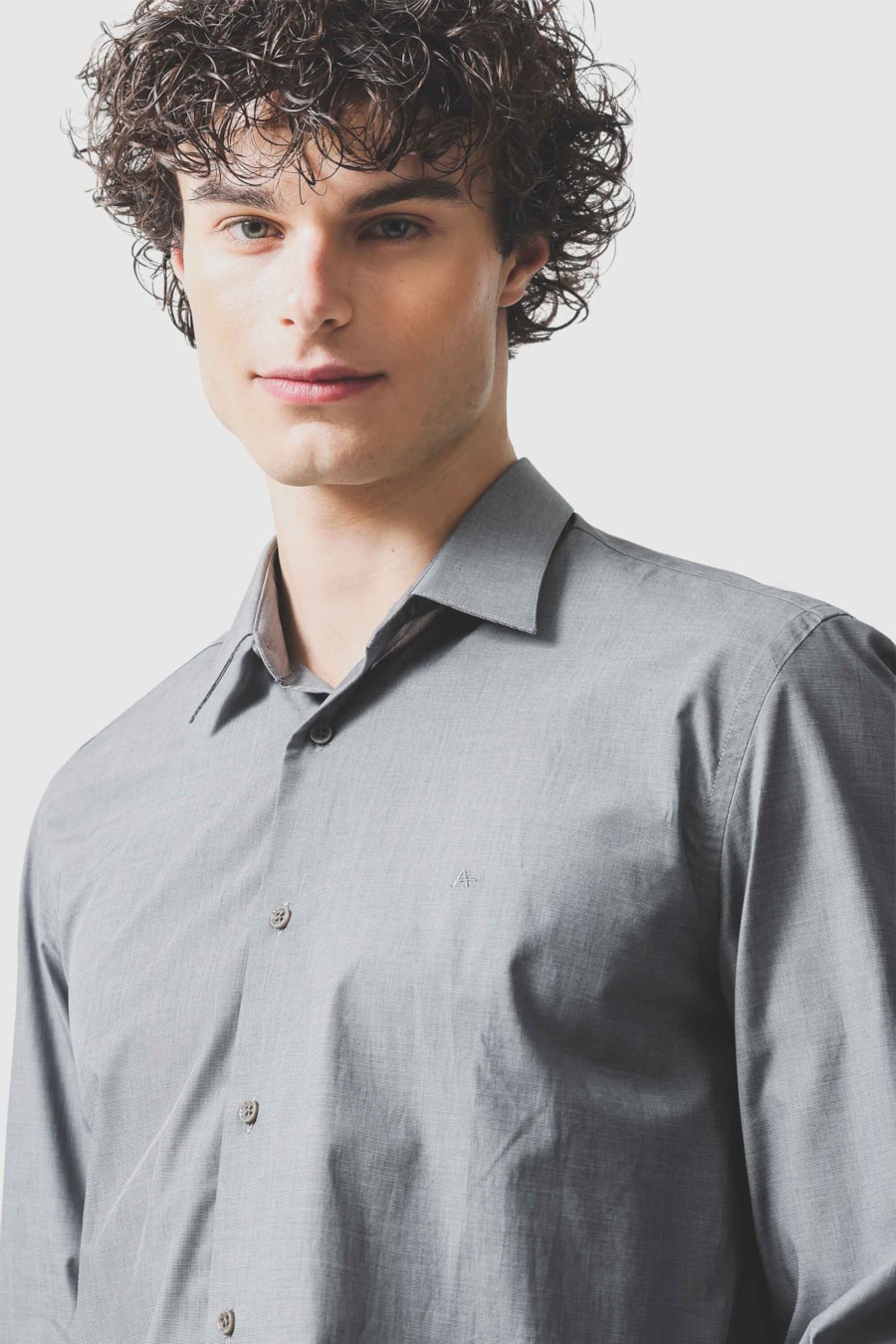 Camisa Manga Longa Regular Fil 50 Egipcio Barolo Cinza Medio — foto 5 de 10