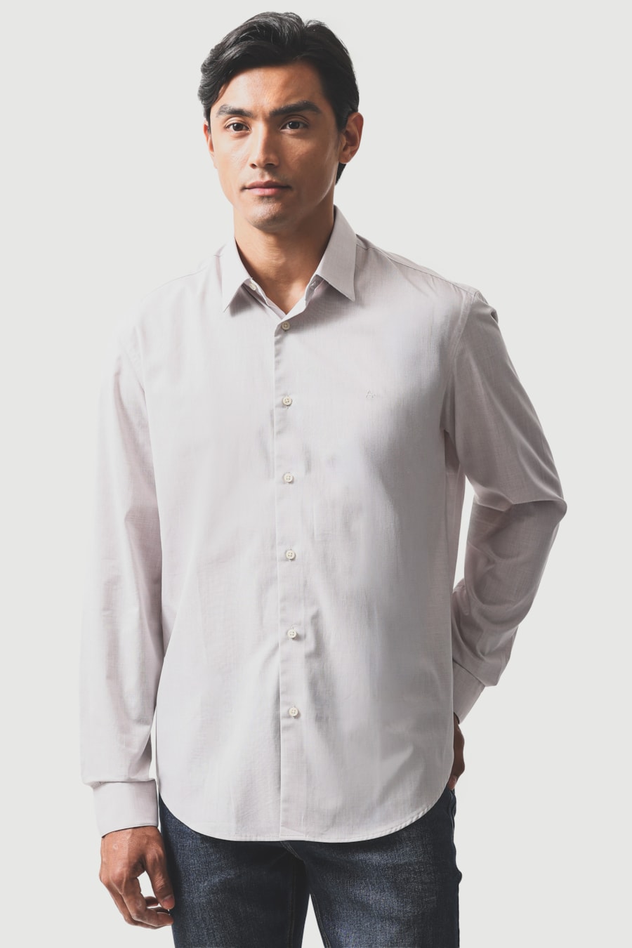 Camisa Manga Longa Regular Fil 50 Egipcio Barolo Natural — foto 1 de 6