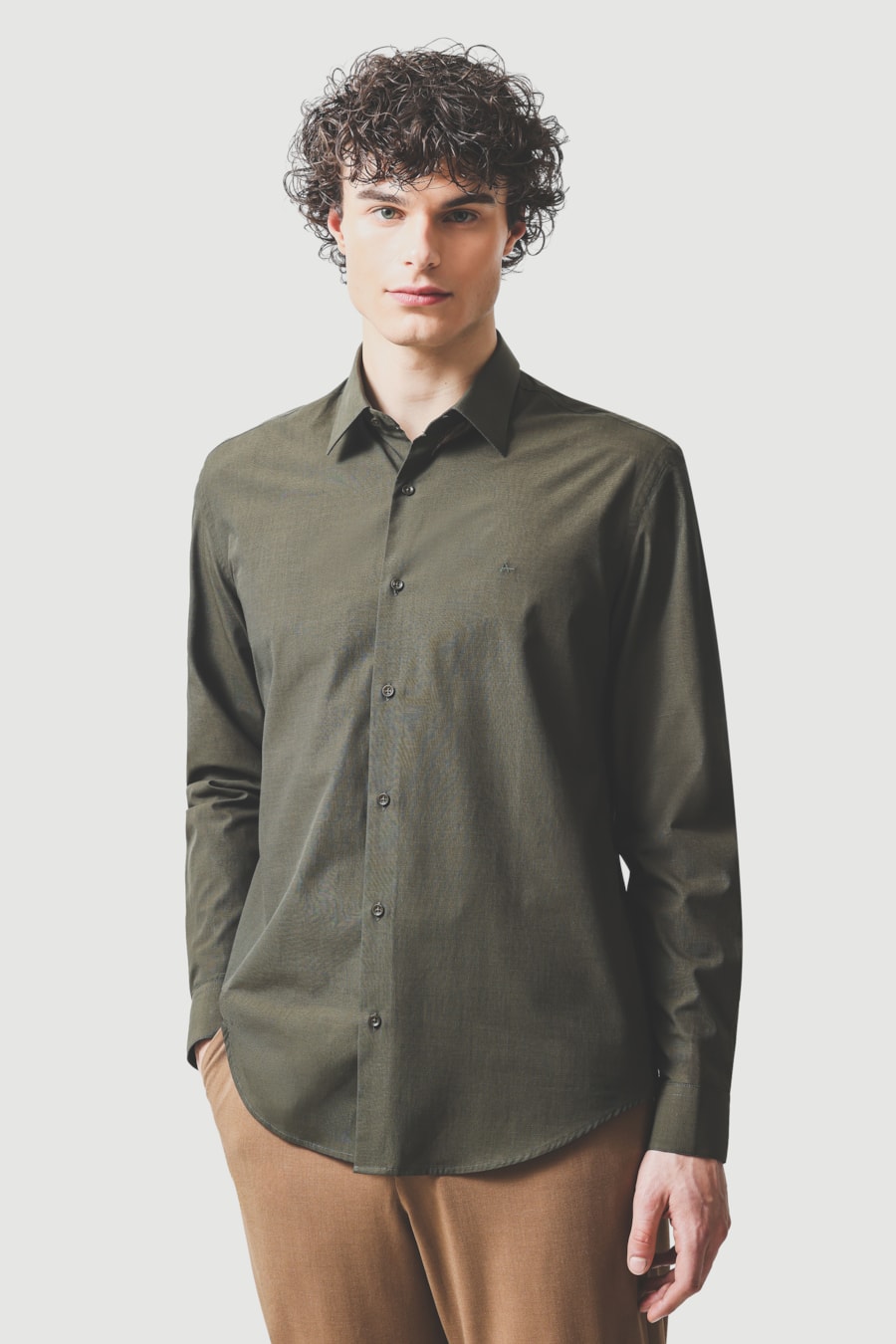 Camisa Manga Longa Regular Fil 50 Egipcio Barolo Verde Garrafa — foto 1 de 6