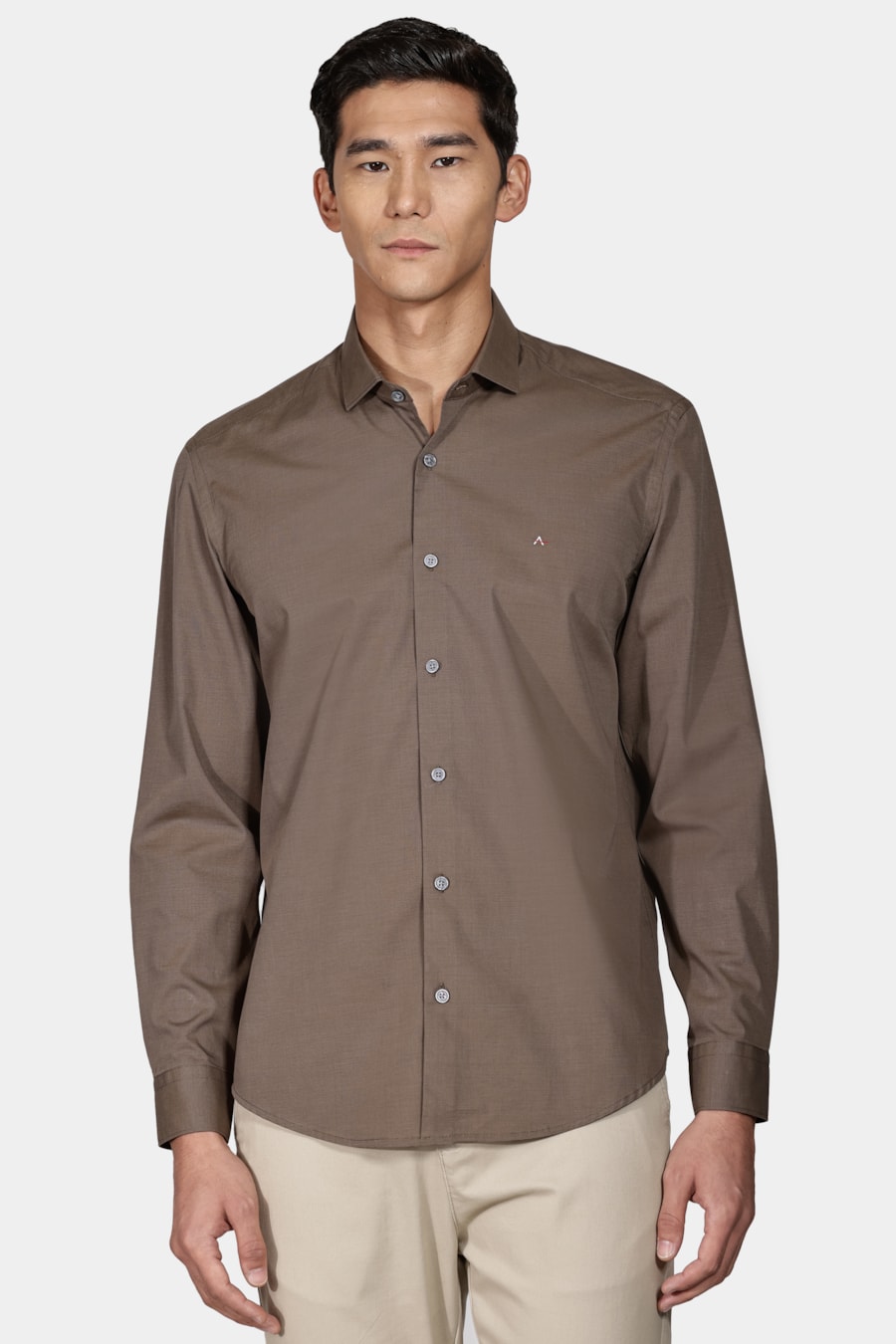 Camisa Manga Longa Regular Fio a Fio Verde Militar — foto 1 de 6