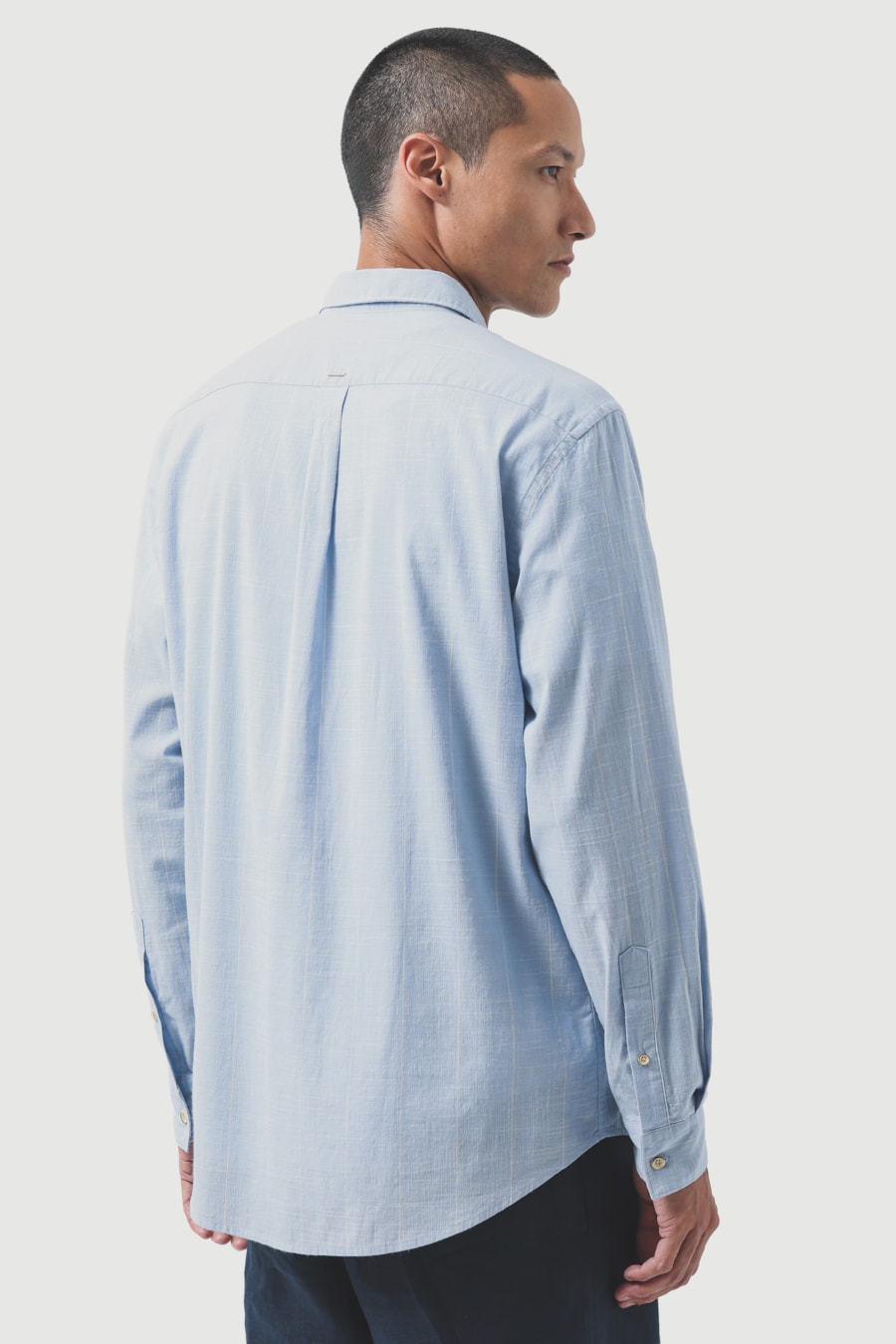Camisa Manga Longa Regular Flamê Listrada Azul C/Creme — foto 4 de 6