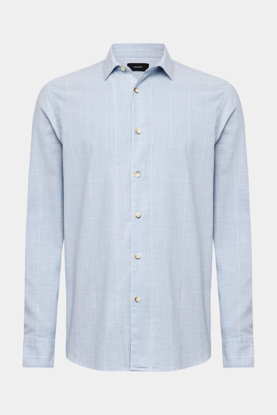 Camisa Manga Longa Regular Flamê Listrada Azul C/Creme — foto 5 de 6