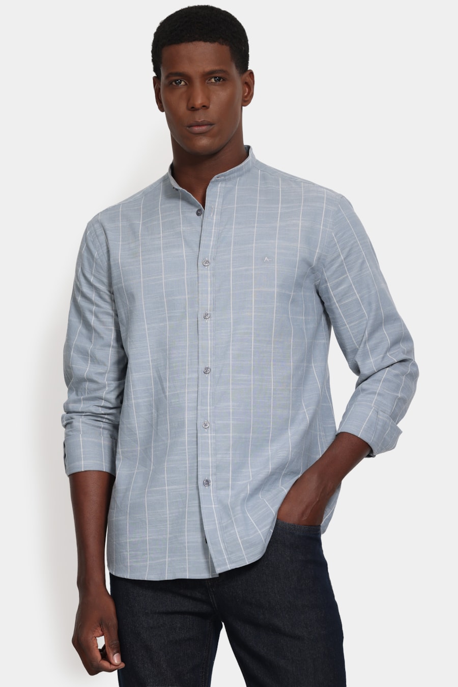Camisa Manga Longa Regular Flame Listrado Cinza — foto 1 de 7
