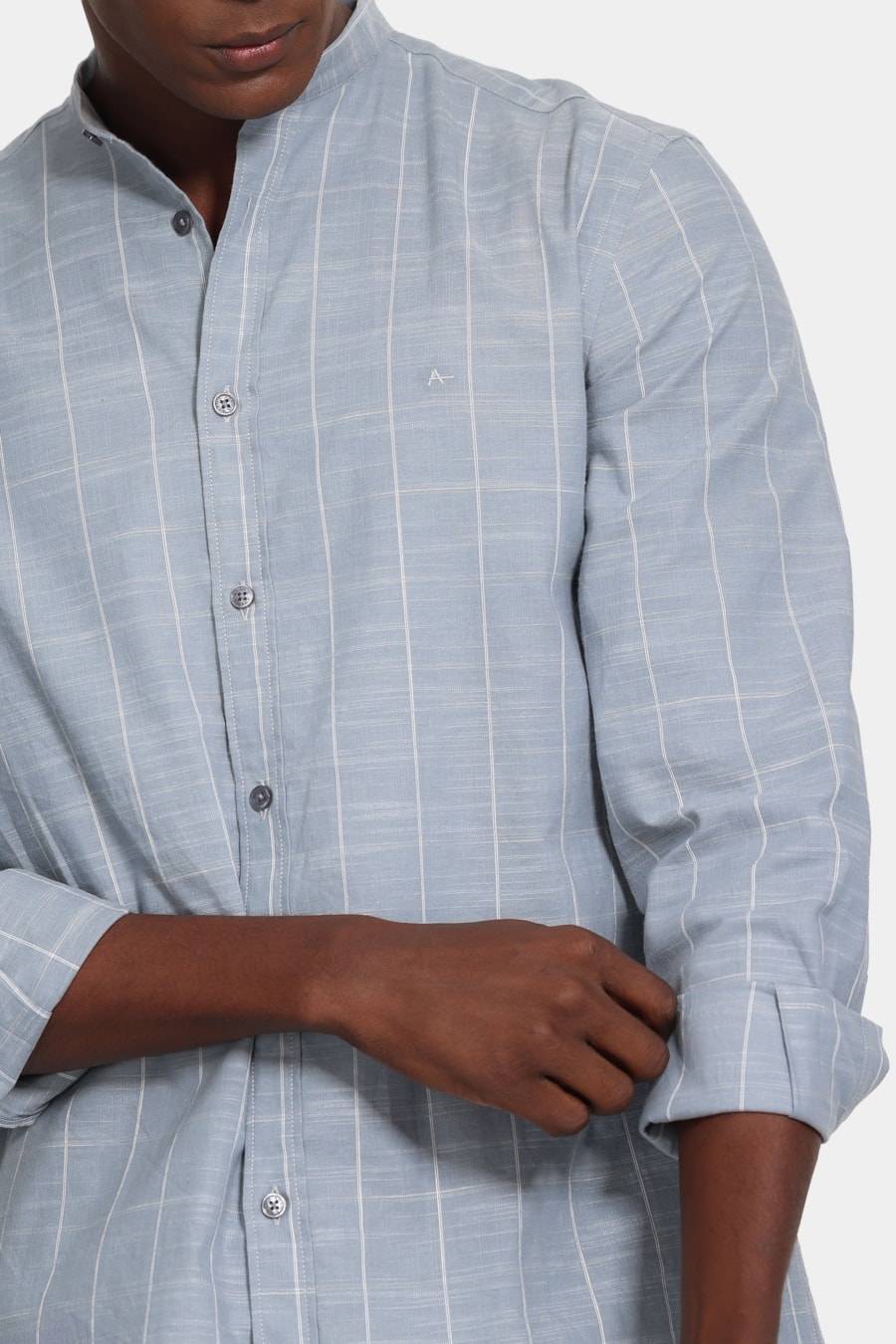 Camisa Manga Longa Regular Flame Listrado Cinza — foto 3 de 7