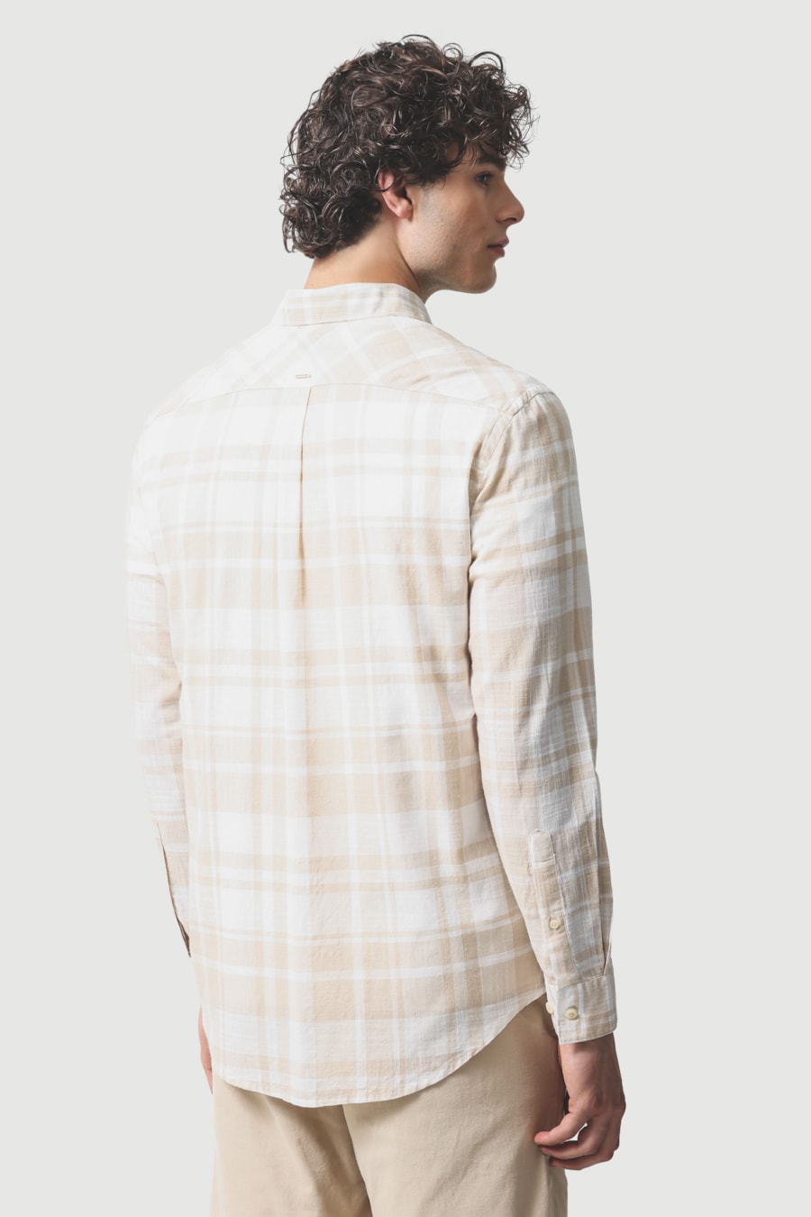 Camisa Manga Longa Regular Flame Xadrez Branco C/Caqui — foto 4 de 6