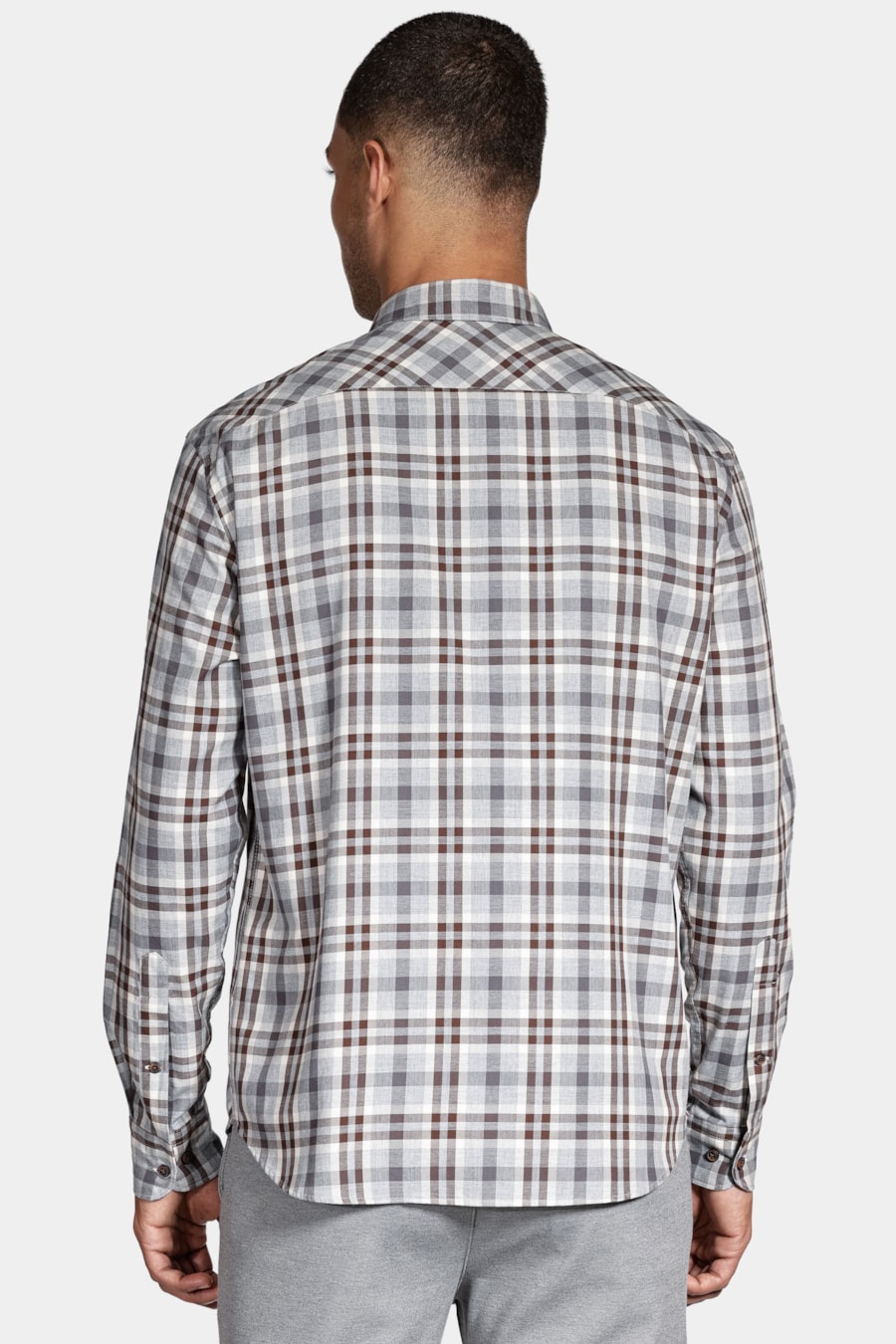 Camisa Manga Longa Regular Flanela Melange Xadrez Marrom/Cinza — foto 4 de 5