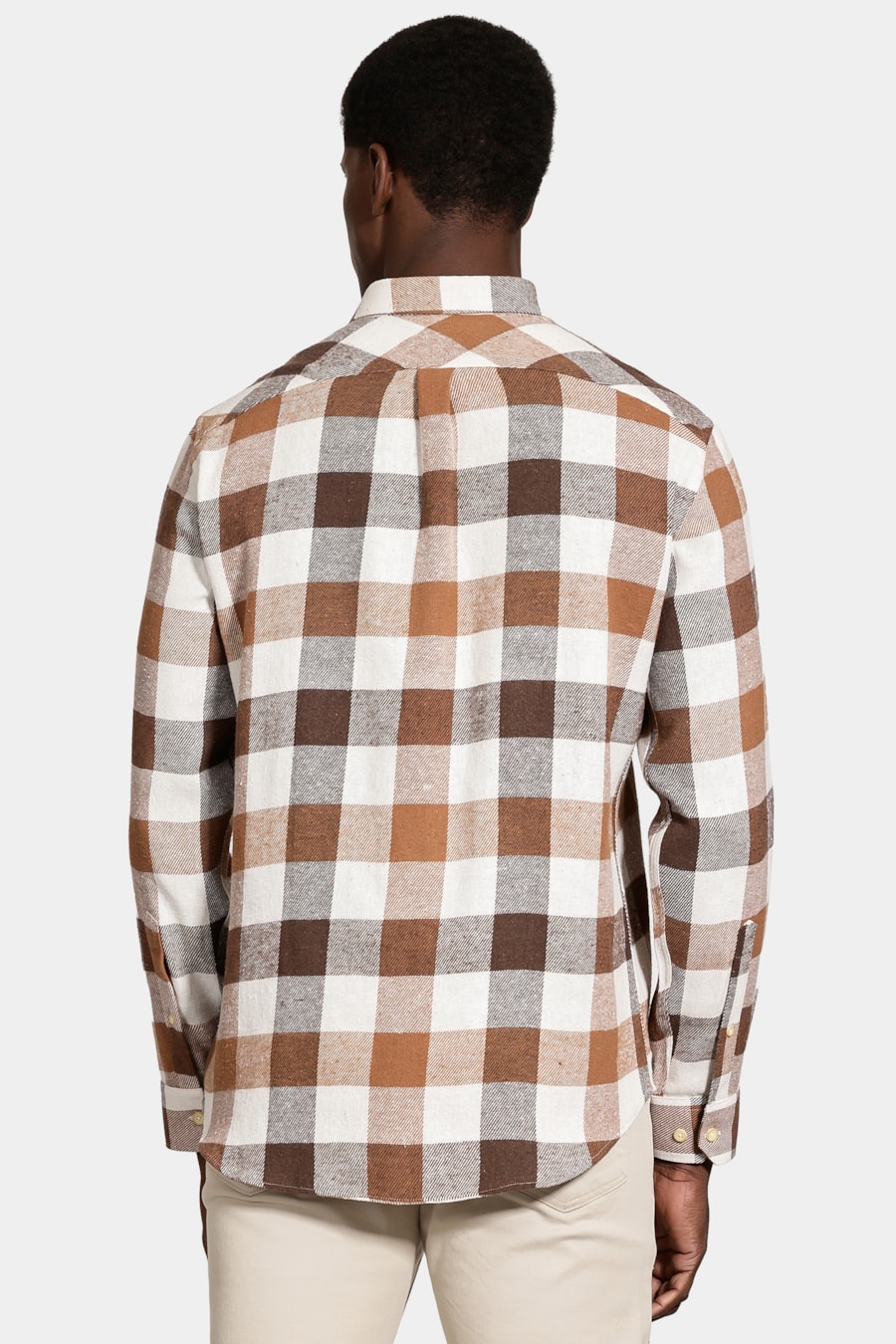 Camisa Manga Longa Regular Flannel Folk Caqui/Chocolate — foto 5 de 7