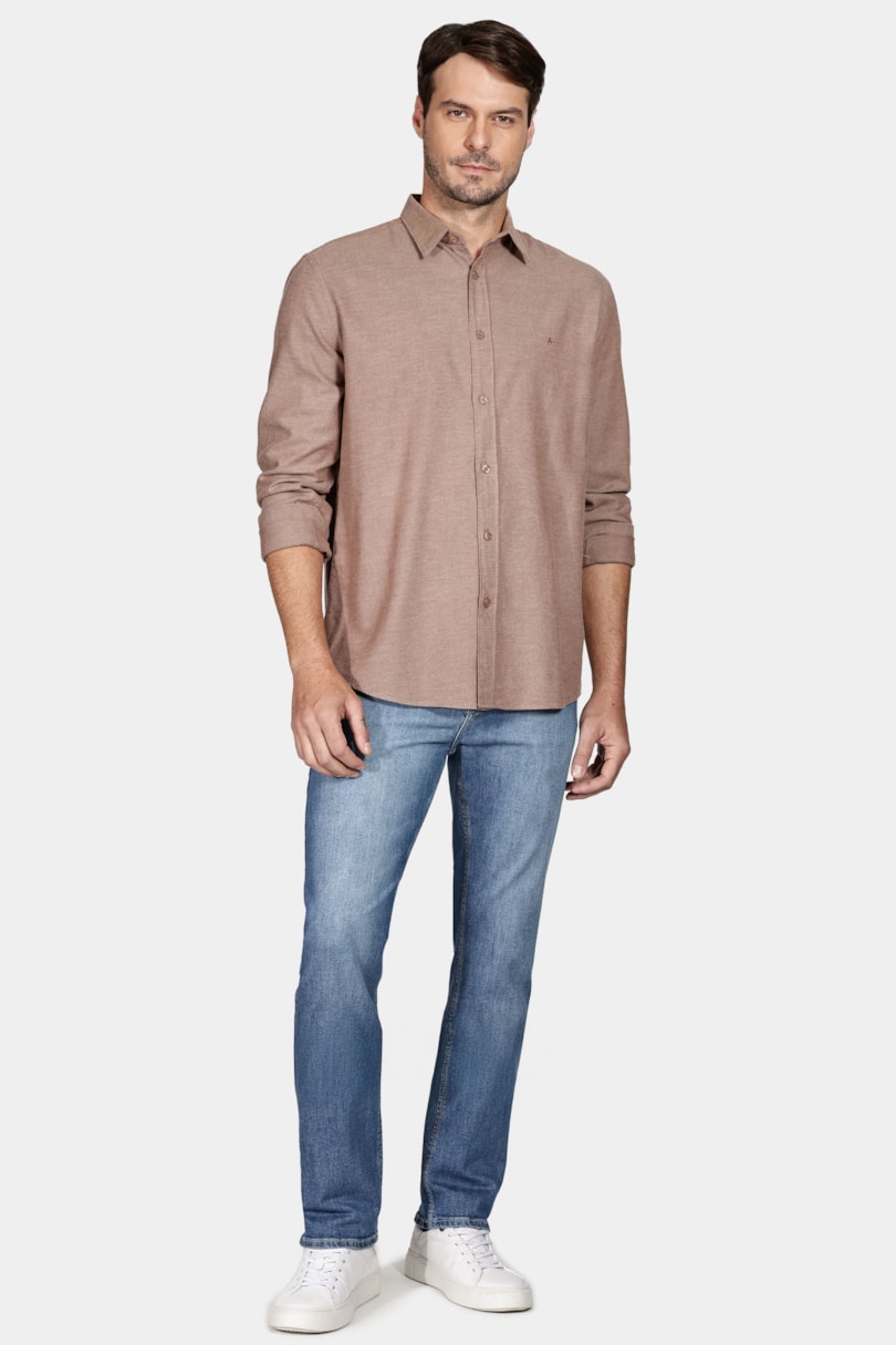 Camisa Manga Longa Regular Flannel Twill Cáqui